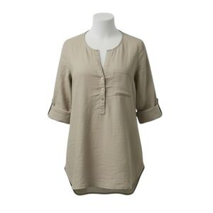Max Studio Light Tan Casual Button Down Shirt